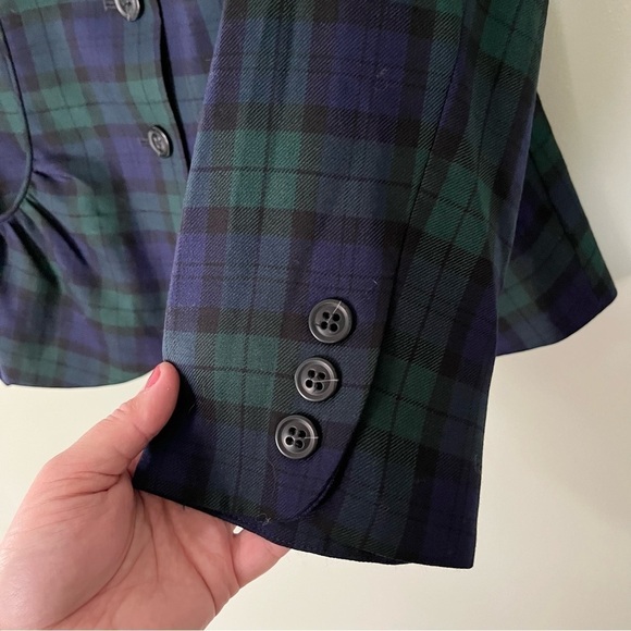 Pendleton Virgin Wool Women’s 3 Button Closure Plaid Blazer Jacket Blue Green 10 - Picture 8 of 10